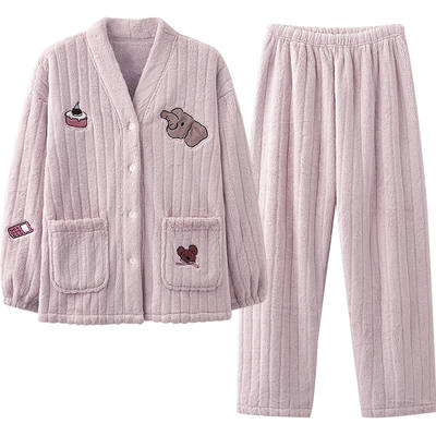 甜美可爱睡衣女秋冬款加厚美舒绒