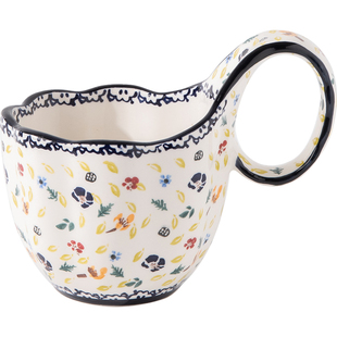 外贸波兰彩陶瓷曲把杯大容量马克杯高档出口杯子家用情侣水杯男女