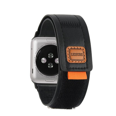 皮革回环魔术贴适用iwatch表带