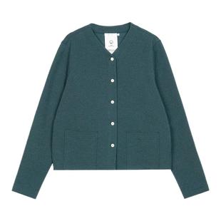 素然klee klee 秋季女士气质柔软舒适环保棉牦牛绒V领针织开衫