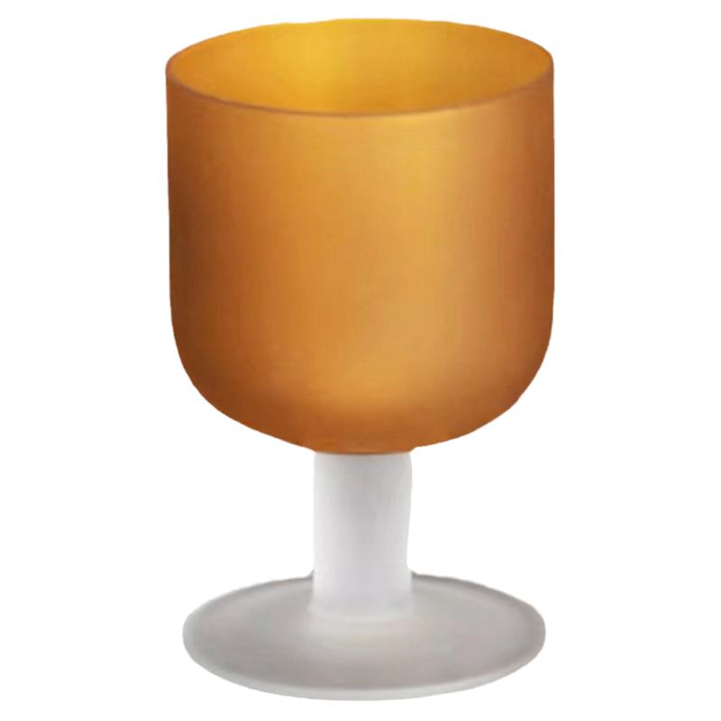 橘色磨砂中古造型礼物玻璃高脚杯