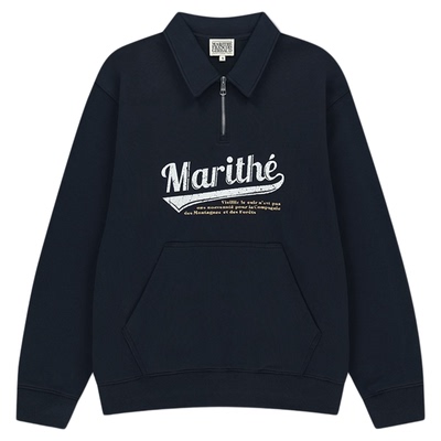 MARITHE棒球LOGO半拉链卫衣