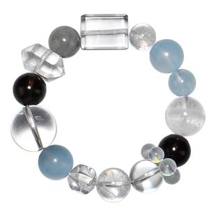 天然水晶手串天然白水晶无事牌手链海蓝宝茶晶手串天然拉长石手串