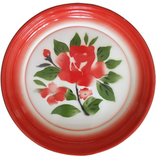 老式搪瓷茶盘子家用菜盘大盘鸡盘鱼盘托盘铁盘瓷盘婚庆茶具专用盘