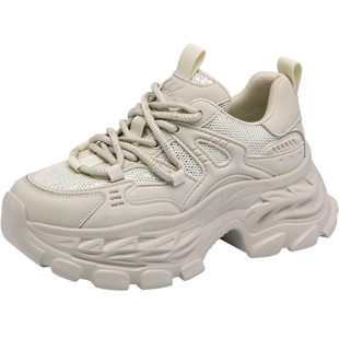 沙驰女鞋潮酷厚底老爹鞋女2025年秋季新款百搭休闲运动鞋6CM增高