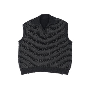 无感官&浮游野人「暗溯」复古原创山本暗黑马甲提花针织背心毛衣