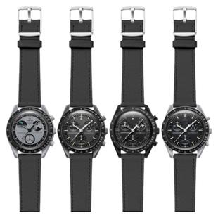适用swatch omega表带真皮蝴蝶扣斯沃琪联名欧米茄snppy地相月球