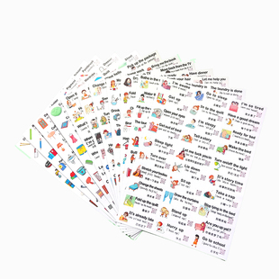 家庭情景英语贴纸日常用生活口语早教启蒙扫码防水透明指令便利贴