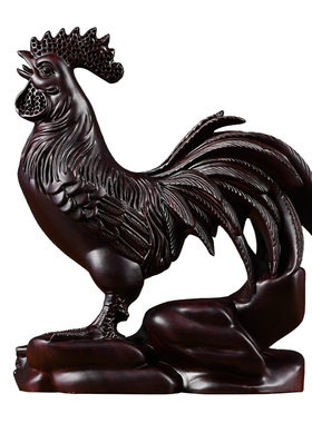 大公鸡客厅摆件花梨木