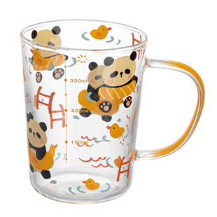 摩登主妇原创高硼硅玻璃水杯家用高颜值带刻度牛奶杯果汁咖啡杯子