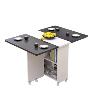 简易圆形折叠餐桌小户型家用可移动带轮长方形简约多功能吃饭桌子