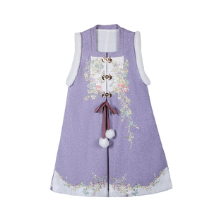 荨茉花间啾影 明制原创汉服女加绒长比甲马面裙2025新款冬季套装