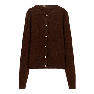 TKY SHOP美拉德针织开衫圆领单排扣上衣2025年新款外搭羊毛短外套