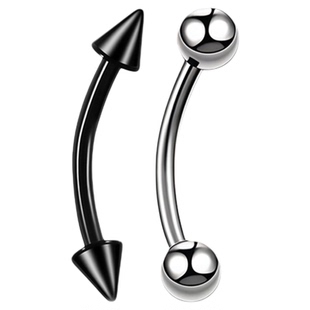 钛研社|医用钛钢黑色尖锥眉钉圆球铆钉rook耳钉唇钉穿孔穿刺饰品