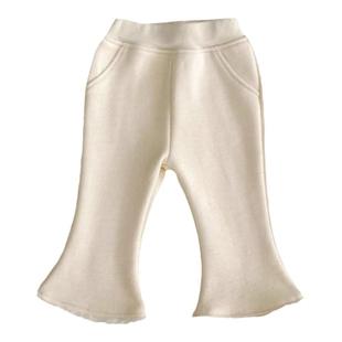 女童加绒裤子棉质喇叭裤ins冬季宝宝一体绒保暖加厚洋气百搭长裤