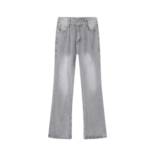 微喇牛仔裤男款秋冬季加绒加厚美式vibe直筒长裤男生弯刀喇叭裤子