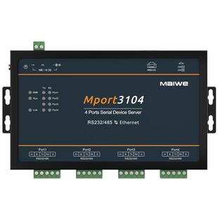 迈威 串口服务器4口RS232/485转以太网模块 485串口转网口Modbus网关MQTT协议 串口转TCP/IP工业级 Mport3104