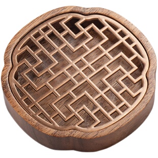 胡桃木家用储水式壶承新中式小型茶盘干泡台实木干泡盘木质茶托盘