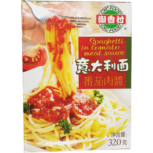 潮香村番茄肉酱意大利面黑椒牛柳奶油培根味西餐厅速食冷冻意面
