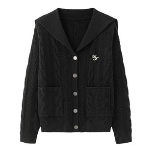 东京岁时记JK毛衣宽松制服海军领学院风新款藏青色针织上衣外套女