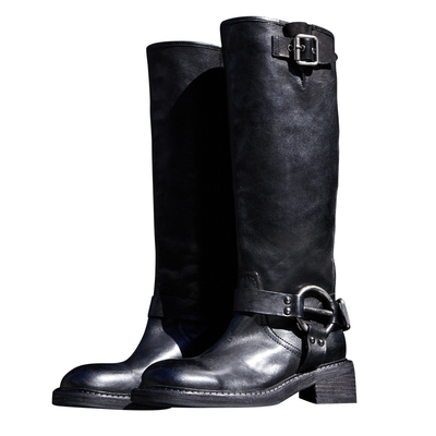 Le'Murmure水洗马皮手工骑士靴