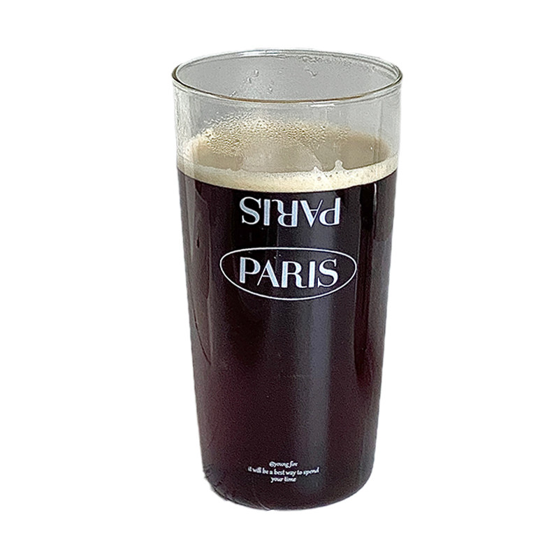 原创ins风Paris白色印花玻璃杯