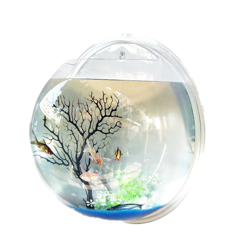 微景水族箱壁挂鱼缸饰墙饰墙面礼品挂式花瓶花盆金鱼缸房间装饰品