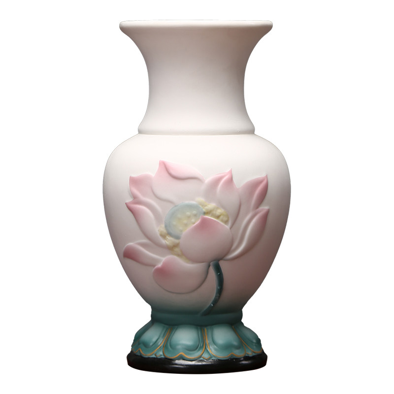 佛堂家用供奉陶瓷莲韵花瓶摆件