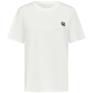 曼德诗莫代尔棉T恤2025夏季新款时尚简约logo刺绣标通勤短袖上衣