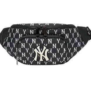 韩国MLB正品新款复古满印老花腰包NY洋基队男女休闲单肩斜挎胸包