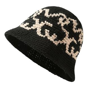 CACUSS帽子女秋冬季拼色针织帽休闲明星同款时尚素颜百搭渔夫帽男