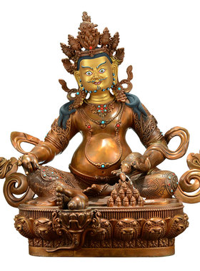 藏式红铜黄财神桌面装饰铜像摆件