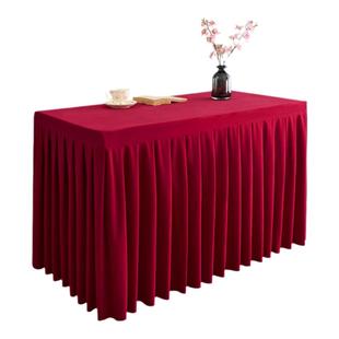 泊里会议桌布长方形长条纯色展会签到桌套简约瑞典绒布布艺桌裙