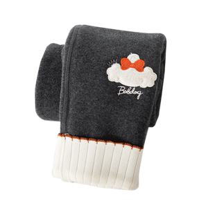 巴布豆女童加绒加厚裤子外穿新款冬季特厚一体儿童冬款保暖打底裤