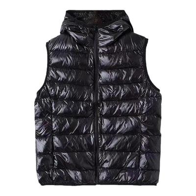 轻薄款修身短款羽绒马甲连帽大码