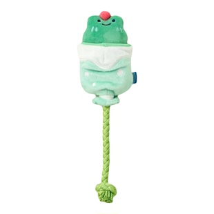 部分现货~韩国butter family宠物青蛙草莓毛绒绳结发声玩具