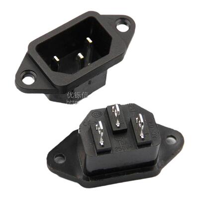AC-04 AC电源插座 品字型 3P电源座 250V 10A 三角插座 铜脚