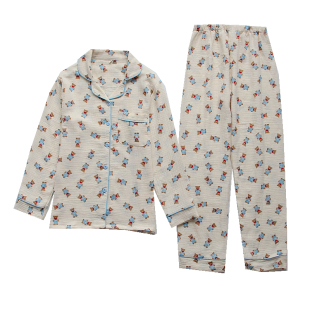 安瑞朵春秋女款纯棉双层纱布睡衣套装全棉长袖长裤家居服多花色