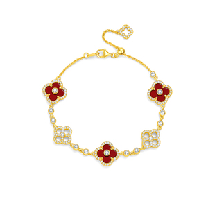 MITHAOL红玛瑙四叶草手链轻奢小众精致高级感本命年五花手饰银女