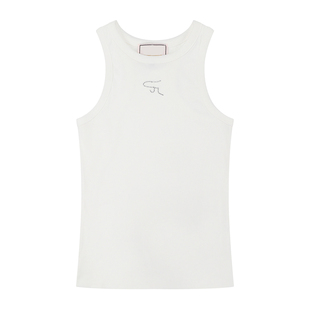 [REコンテナ] 韩版辣妹叠穿水钻字母logo无袖显瘦工字背心上衣女