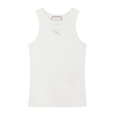 辣妹叠穿水钻无袖工字背心上衣女