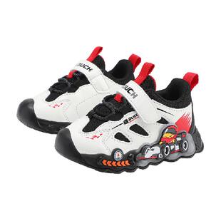 bduck小黄鸭童鞋秋季男童鞋网面中小童发光亮灯鞋轻便儿童跑步鞋