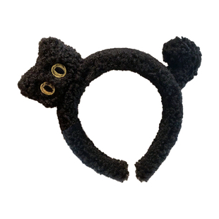 卡通毛绒气质黑猫发箍时髦洋气个性压碎发发捆洗脸居家高级感头箍
