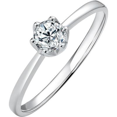 周六福k金钻戒炽恋六爪单镶璀璨0.5克拉求婚30分天然真钻石送女友