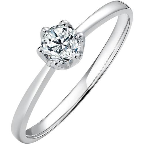 周六福k金钻戒炽恋六爪单镶璀璨0.5克拉求婚30分天然真钻石送女友