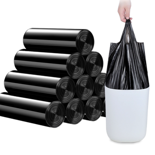 汉世刘家垃圾袋家用手提式加厚背心式大号办公室黑色塑料袋实惠装