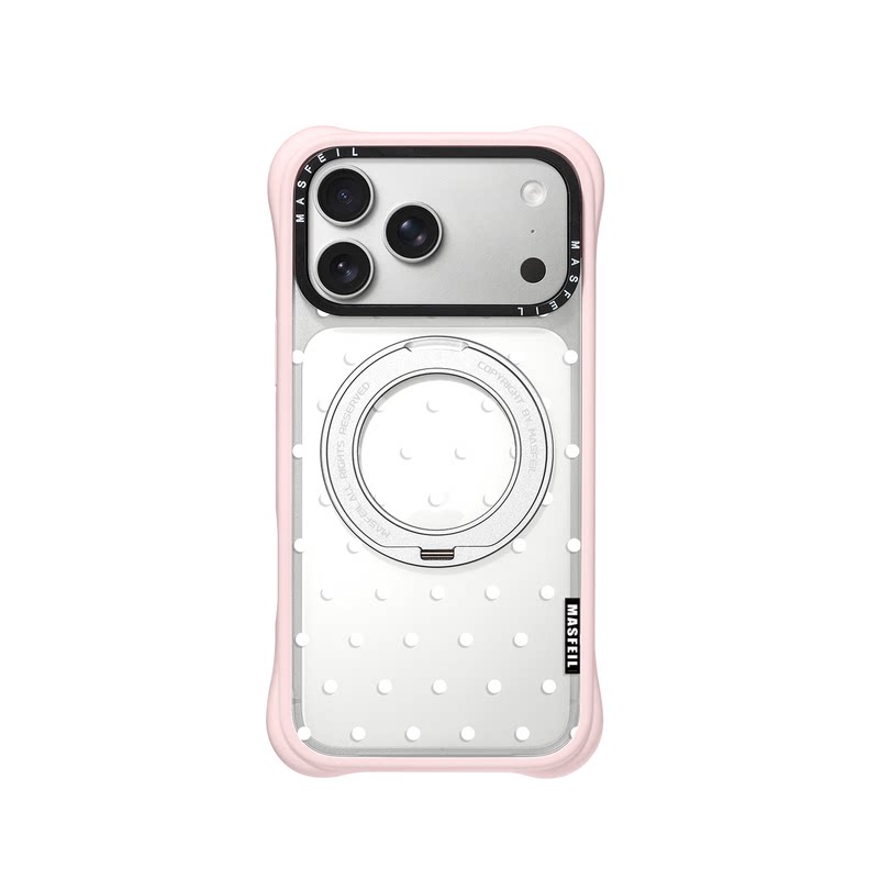MASFEIL× 素白波点适用iPhone17Promax手机壳新款磁吸带支架Go4苹果18Pro保护套支点透明高级感17pm硅胶边女