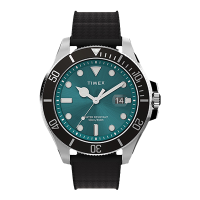 TIMEX银色表壳硅胶表带石英手表