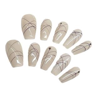 再变 诉说美甲纯手工穿戴甲手绘点墨显白气质美甲短梯/短短梯ZB86