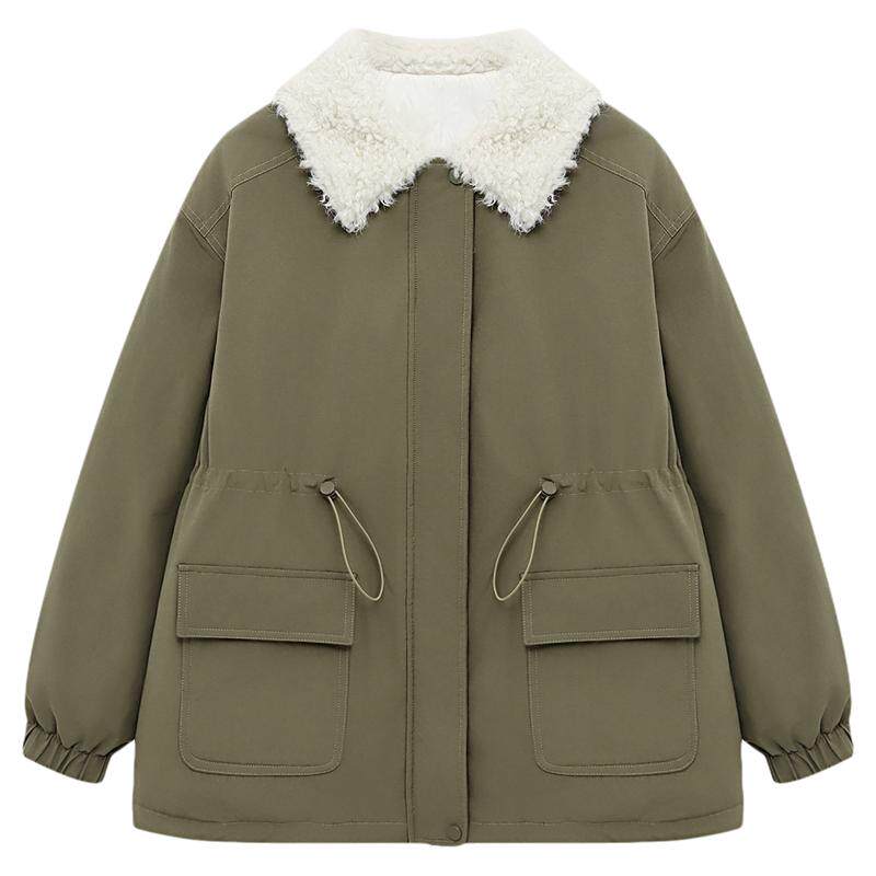 Basic House/百家好冬季新款翻领白鸭绒羽绒服女加厚保暖百搭外套